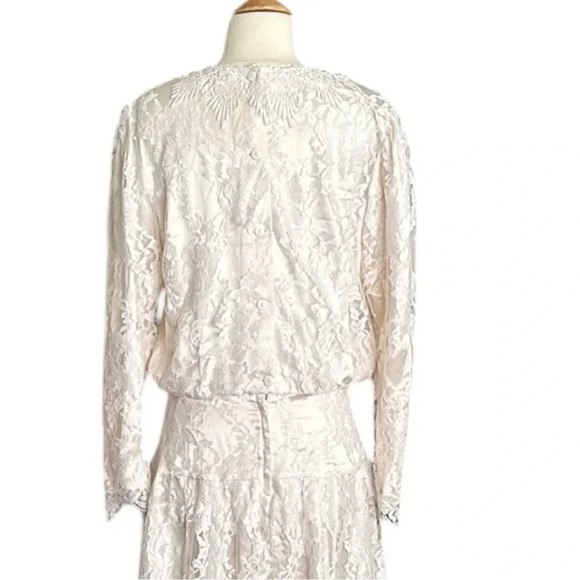 Vintage JESSICA McCLINTOCK Lace Dress Victorian Wedding Long Feminine Ivory - Picture 8 of 17
